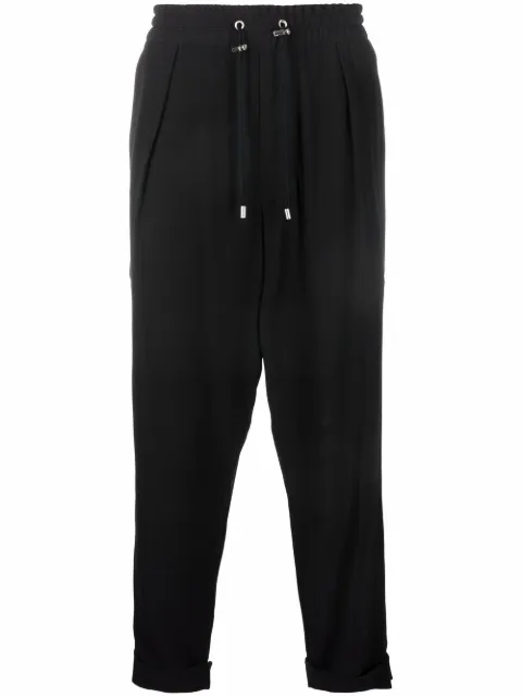 Balmain slouchy crepe tapered-leg track pants Black XH1PK005VB00