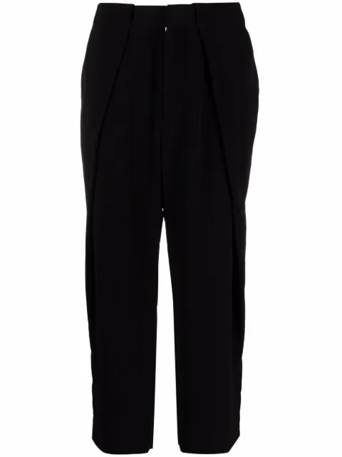 Balmain cropped straight-leg crepe trousers Black XF1PN085VB00