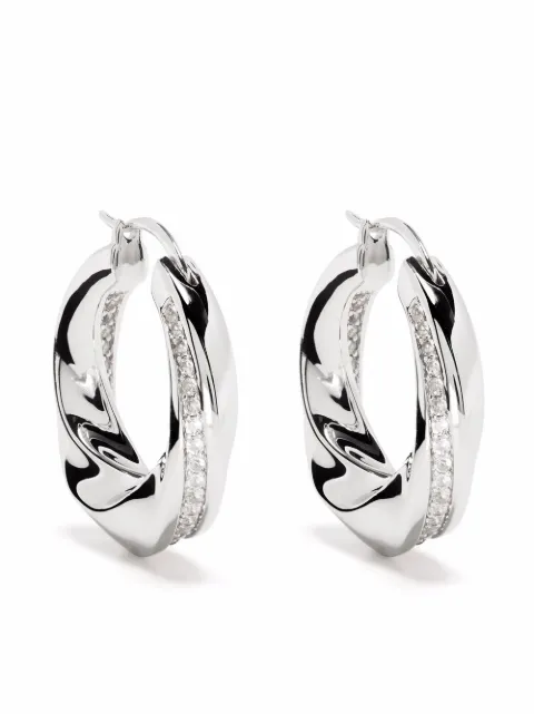 Tom Wood Infinity crystal rock hoop earrings Silver E38ZGRCR01S925