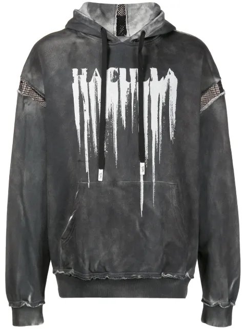 Haculla Smeared distressed cotton hoodie Black HA02BBKH01