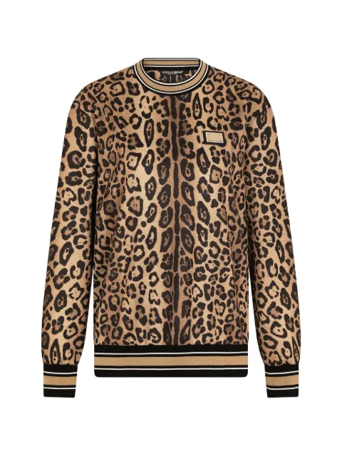 Dolce & Gabbana leopard-print jersey sweatshirt Brown I9ABRWG7BPV