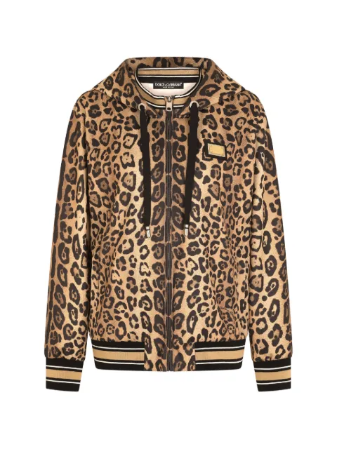 Dolce & Gabbana leopard-print zip-up hoodie Brown I9ABQWG7BPV