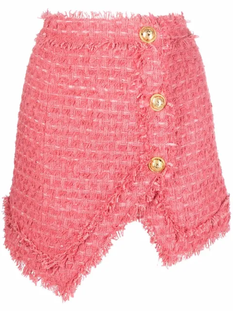 Balmain textured-tweed mini skirt Pink XF1LB380CB76