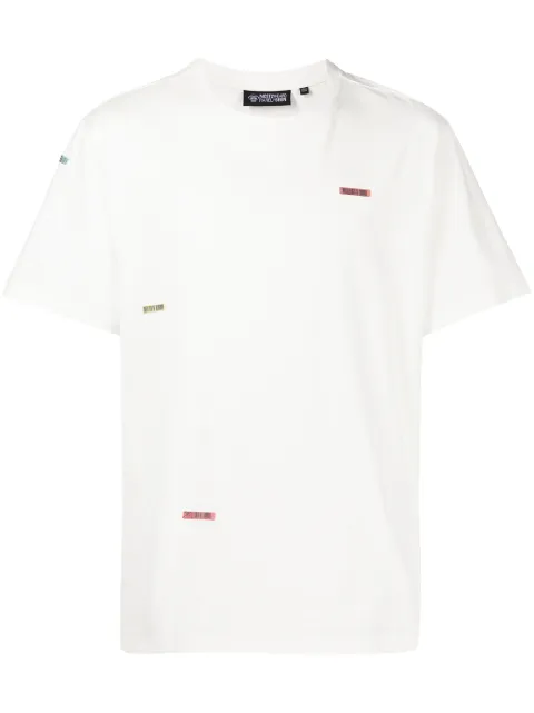 Mostly Heard Rarely Seen barcode patch cotton T-shirt White MH02BBT01