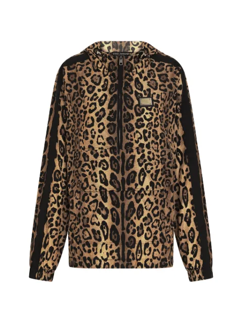 Dolce & Gabbana leopard-print nylon jacket Brown I9ABSWG7BPU
