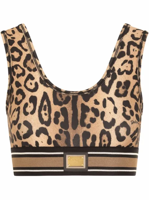 Dolce & Gabbana leopard-print crop top Brown I7AAKWG7BPT