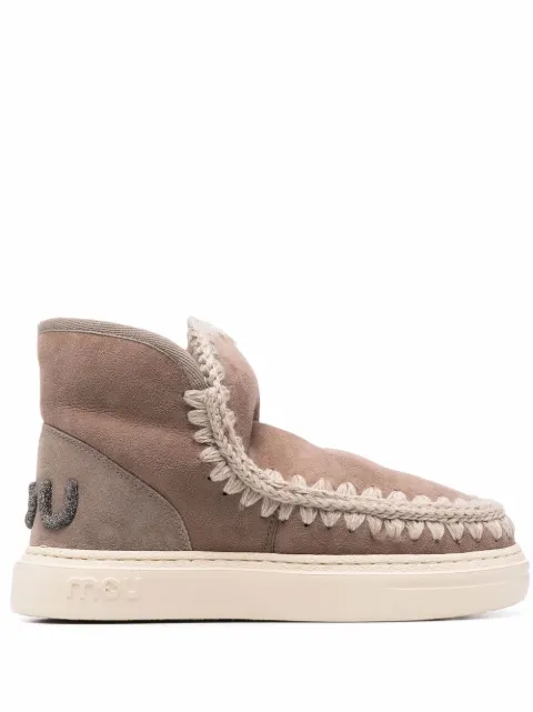 Mou crochet stitch-trim sneaker boots Grey 411001AELGRY