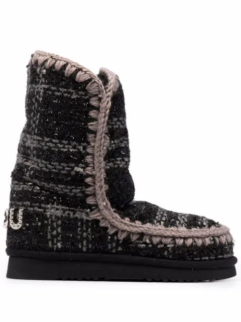 Mou tartan calf-length boots Black MUFW101049K