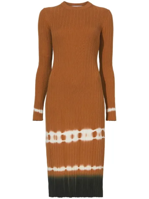 Proenza Schouler White Label ribbed-knit tie-dye midi dress Brown WL2227724KC111
