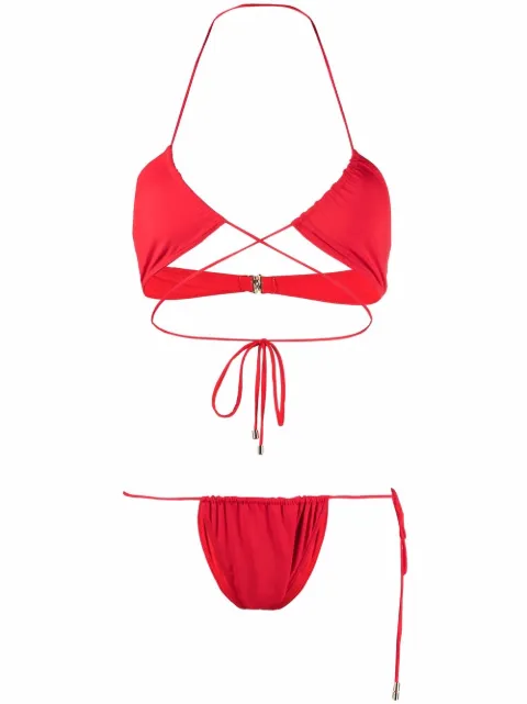 Manokhi wrap-around halterneck bikini Red MANO331M002