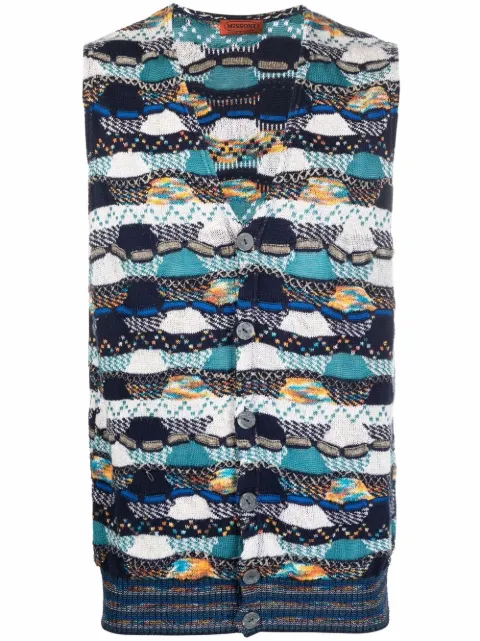 Missoni Pre-Owned 2000s abstract-knit waistcoat White MISS390D