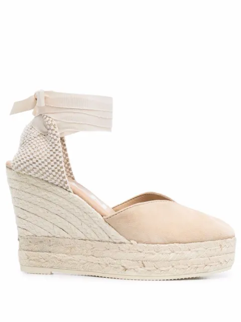 Manebi Hamptons suede wedge sandals Neutrals M11WH