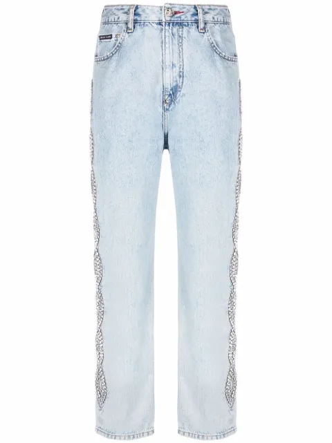 Philipp Plein crystal cable jeans Blue AAACWDT1766PDE004N