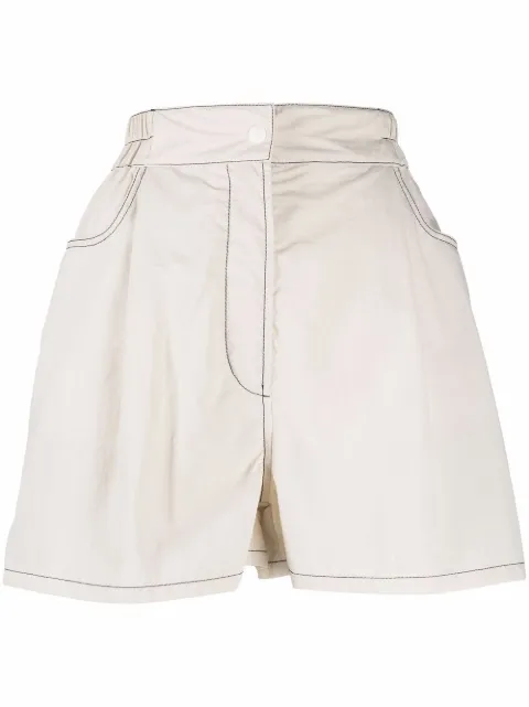 Sunnei wide-leg stitch-detail shorts Neutrals SN1PWK02AP