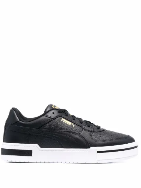 PUMA logo-print low-top leather sneakers Black 380190
