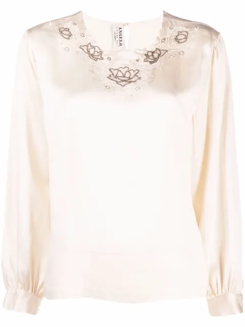 A.N.G.E.L.O. Vintage Cult 1970s floral-embroidered blouse Neutrals ANG250BCD