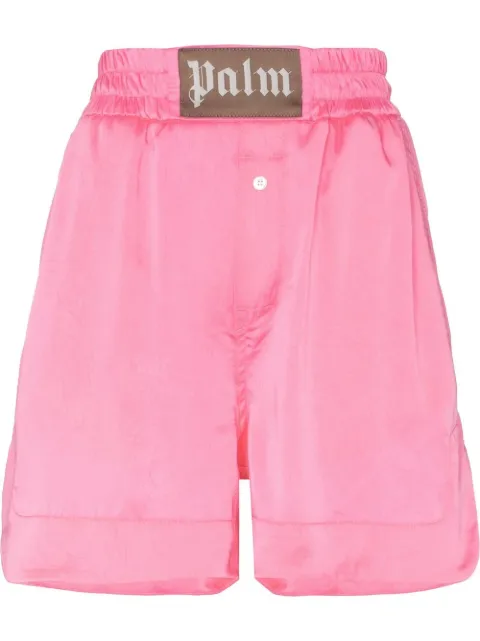 Palm Angels Palm Boxer logo-patch shorts Pink PWCB028S22FAB0013201