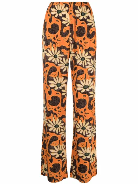 Nanushka floral wide-leg trousers Orange NW22RSPA01517