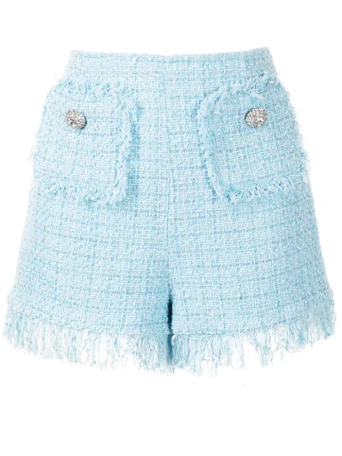 Blumarine tweed fringed shorts Blue 210225104BL