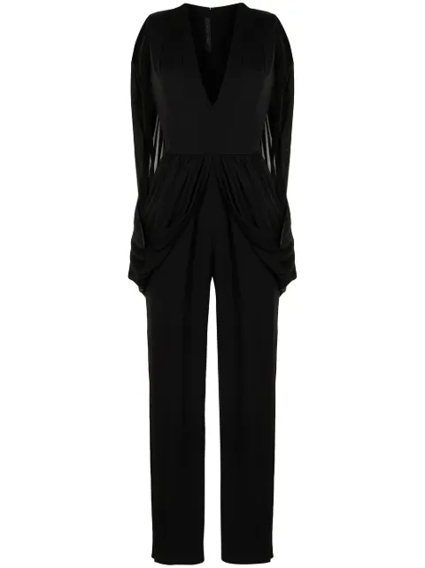 Elie Saab V-plunge cape jumpsuit Black AW8607