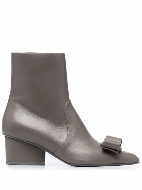 Ferragamo 50mm Viva bow-detail ankle boots Grey 747695