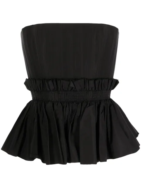 Alex Perry Strapless Peplum silk bustier Black CORRINEBK