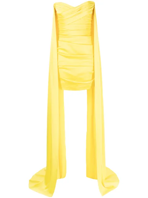 Alex Perry draped-panel ruched dress Yellow D575YELLOW