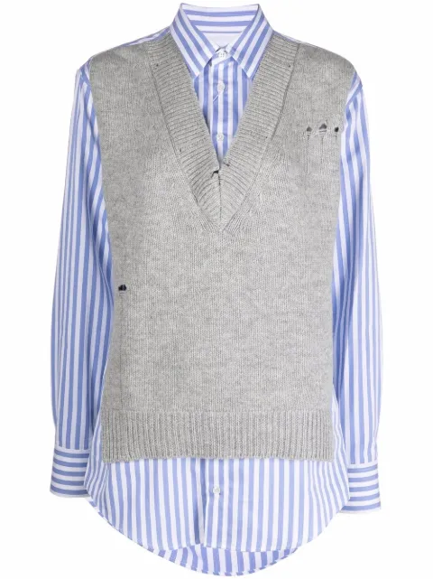 Maison Margiela Spliced knit-detail shirt Grey S51DL0382S54191