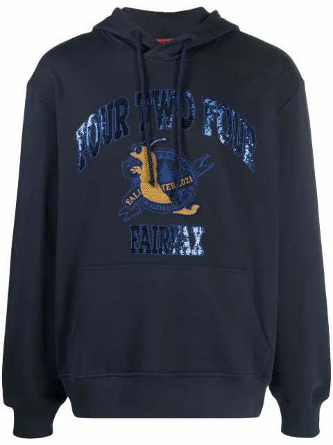 424 applique detail hoodie Blue 31424M32R216530