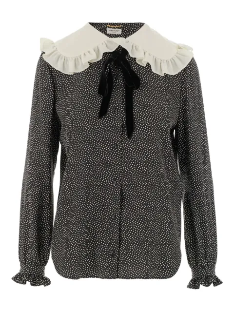 Saint Laurent Peter Pan-collar polka-dot blouse Black 660883Y5D12