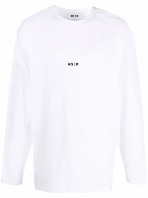 MSGM logo-print longsleeved T-shirt White 2000MM501200002