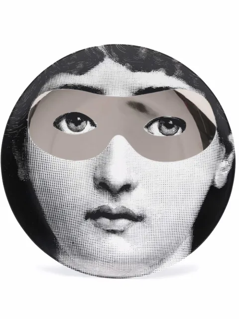 Fornasetti graphic-print porcelain wall plate Black PTVW022