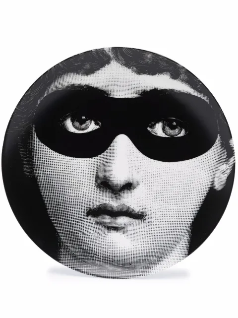 Fornasetti graphic-print porcelain wall plate Black PTV022X