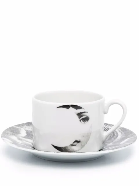Fornasetti graphic-print porcelain tea set Black P39X303