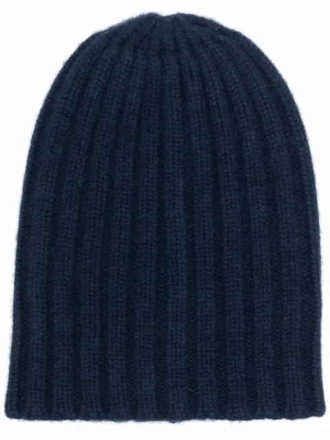 Laneus ribbed-knit cashmere beanie Blue ACU311