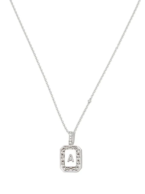 SHAY 18K white gold a-initial bead-chain necklace Silver SMN9WG18A