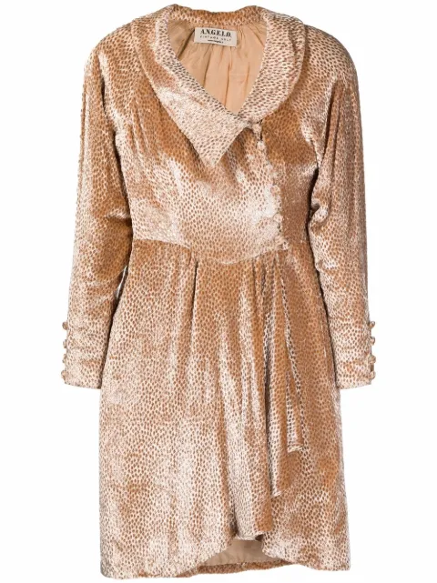 A.N.G.E.L.O. Vintage Cult 1980s velvet-textured patterned mini-dress Neutrals ANG350ACY