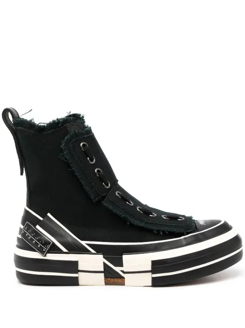 Y's frayed-trimmed high-top sneakers Black YXE01090