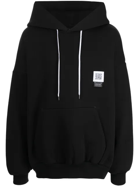 Fumito Ganryu cape-sleeve drawstring hoodie Black Fu6Cu02