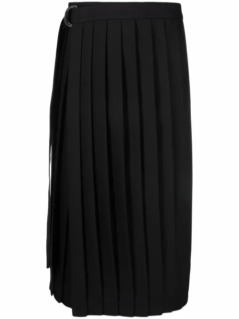 AMI Paris mid-length pleated skirt Black H21FSK128232