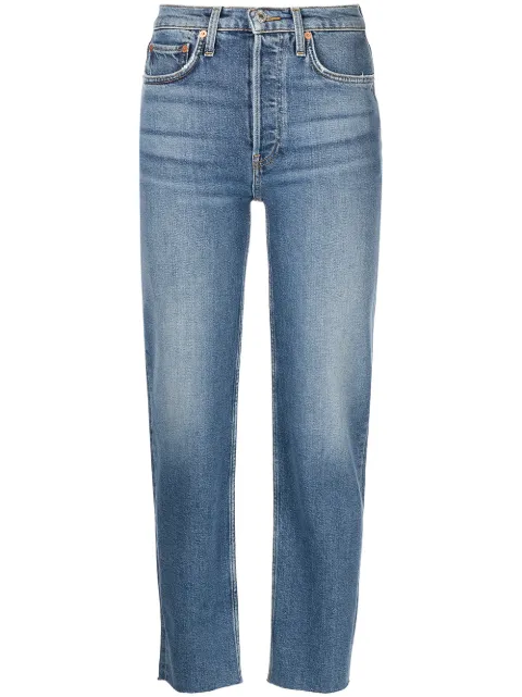 RE/DONE Stobe Pipe high-rise straight jeans Blue 1903WSTV27MID70S