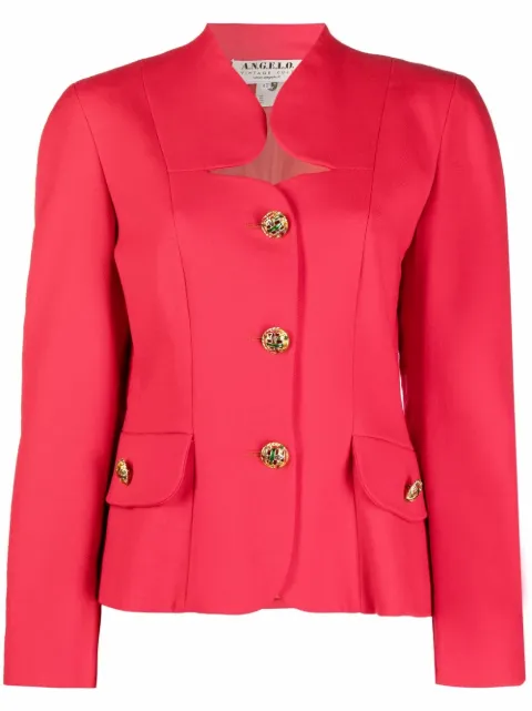 A.N.G.E.L.O. Vintage Cult 1980s sculpted neckline buttoned blazer Red ANG250ACR