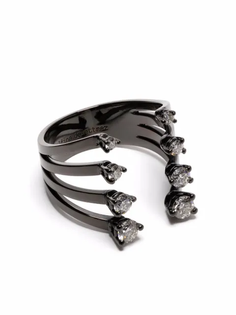 Delfina Delettrez 18kt gold Dots diamond open ring Black NTL1026A