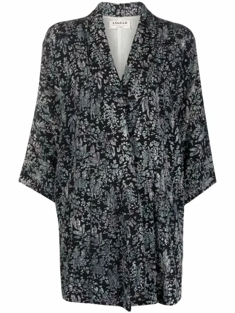 A.N.G.E.L.O. Vintage Cult 1970s leaf print square-sleeved jacket Black ANG350ACL