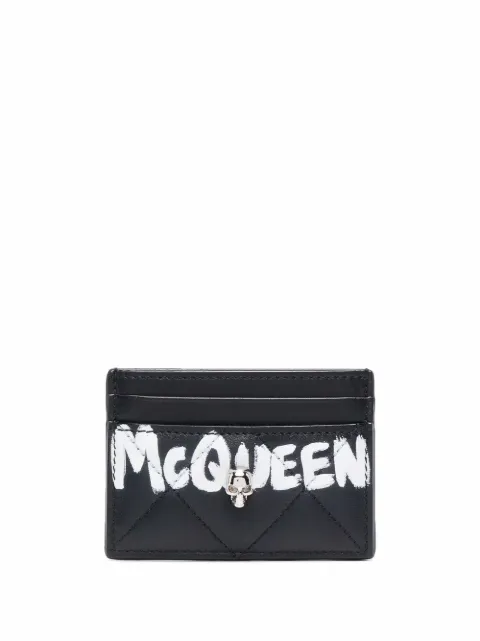 Alexander McQueen skull-embellishment quilted wallet Black 632038C8Z57