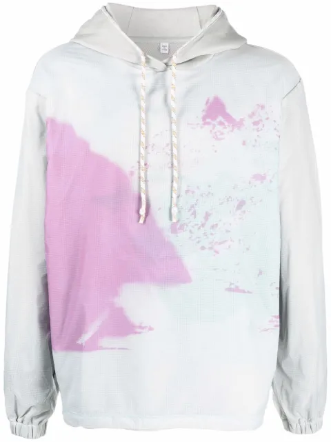 MCQ abstract-print cotton hoodie Green 662836RRT51