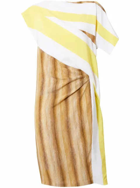Burberry graphic-print asymmetric dress White 8046737