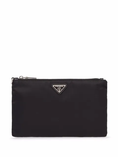 Prada logo-plaque clutch bag Black 2NH0042DMH