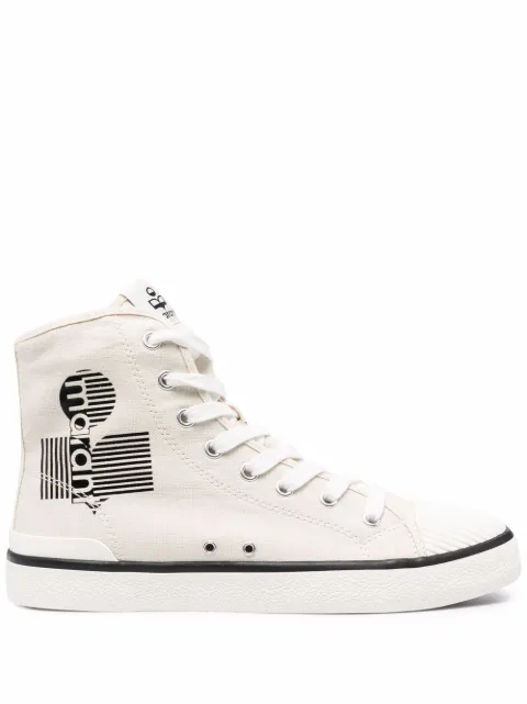 ISABEL MARANT logo-print lace-up sneakers Neutrals BK019000M018S