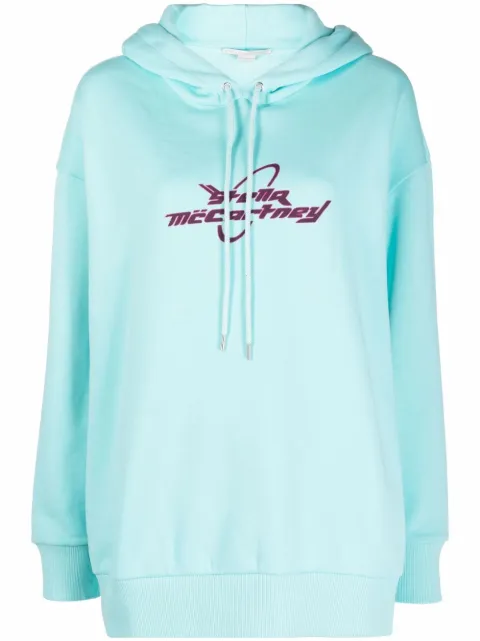 Stella McCartney logo-print long-sleeve hoodie Blue 515813SPW12